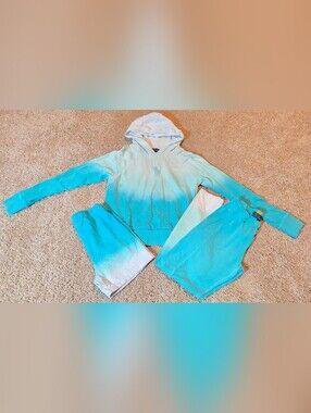 Polo by Ralph Lauren Girls' Teal Ombre 3-Piece Lounge Set (Hoodie/Pants/Shorts)